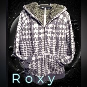 ROXY faux fur zipup hoodie lg